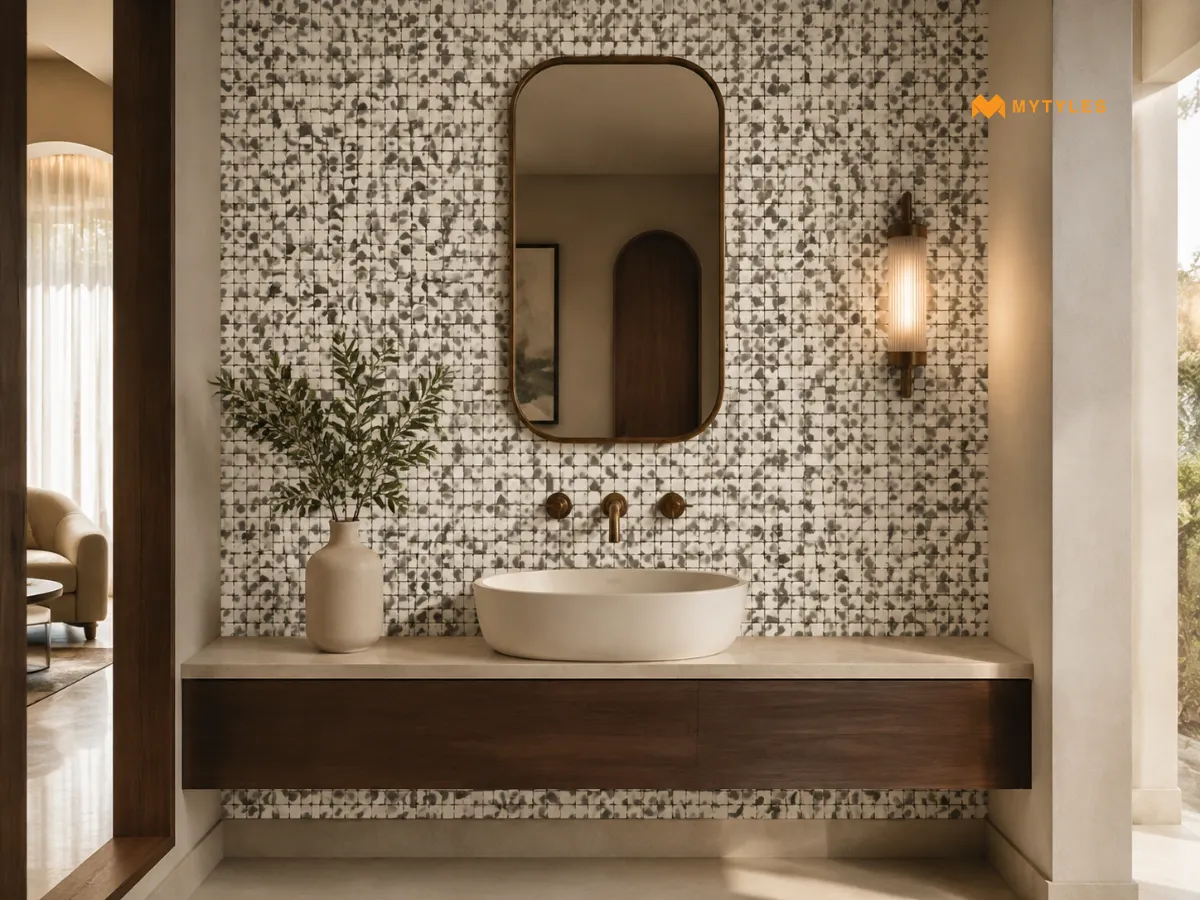 Green Mosaic Tile in Hall washbasin